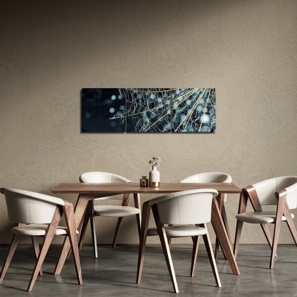 Obraz - Kwiat z pajęczyną (z zegarem) (90x30 cm)