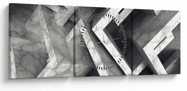 Abstrakcyjny obraz kostek (z zegarem) (90x30 cm)