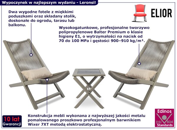 Zestaw mebli ogrodowych stolik z 2 krzesłami G8-H25
