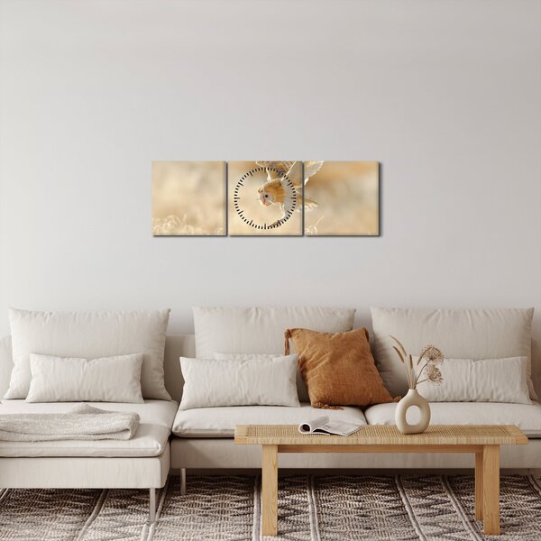 Obraz - Sowa Płomykówka (z zegarem) (90x30 cm)