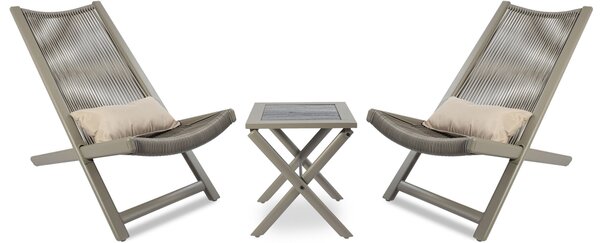 Beżowy stół ogrodowy z 2 krzesłami - Leronsi