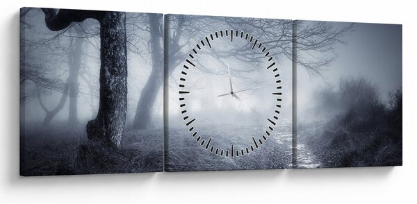 Obraz- Droga we mgle (z zegarem) (90x30 cm)