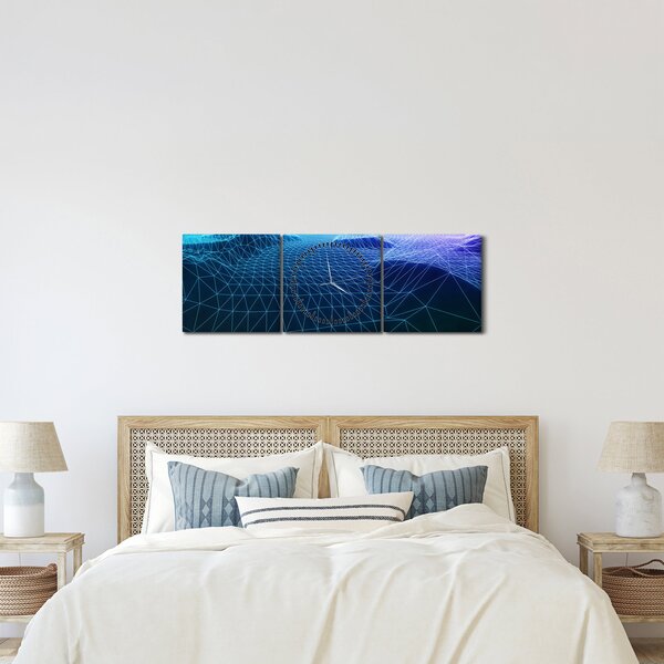 Obraz - Góry w modelu komputerowym (z zegarem) (90x30 cm)