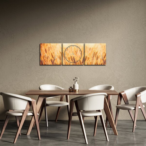 Obraz - pole z ziarnami (z zegarem) (90x30 cm)