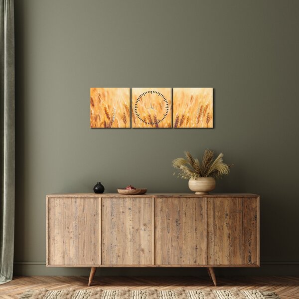 Obraz - pole z ziarnami (z zegarem) (90x30 cm)