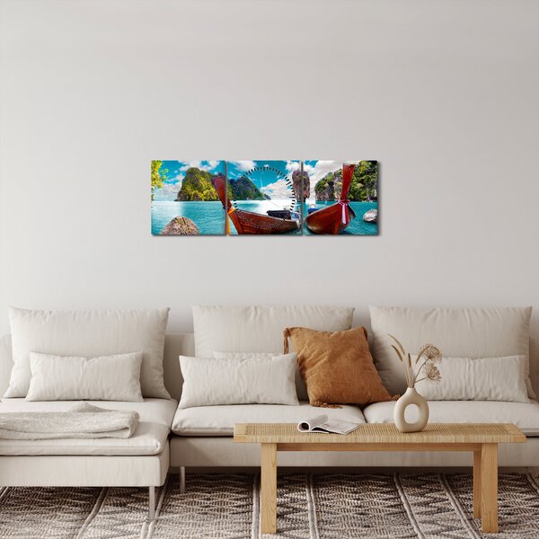 Obraz- Raj na ziemi (z zegarem) (90x30 cm)
