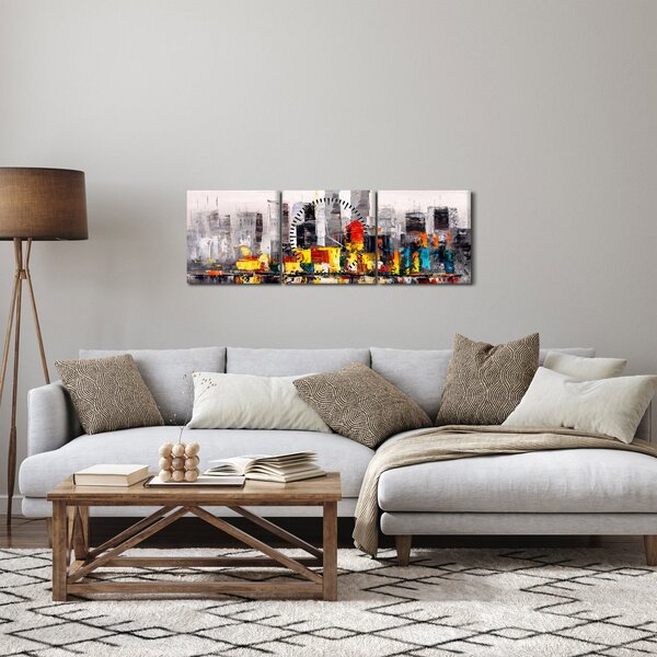 Obraz - Obraz przedstawiający duże miasto (z zegarem) (90x30 cm)