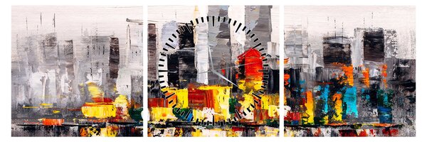 Obraz - Obraz przedstawiający duże miasto (z zegarem) (90x30 cm)