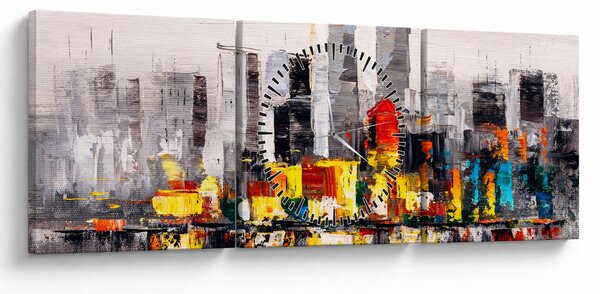 Obraz - Obraz przedstawiający duże miasto (z zegarem) (90x30 cm)