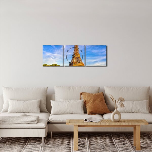 Obraz - Wieża Eiffla (z zegarem) (90x30 cm)