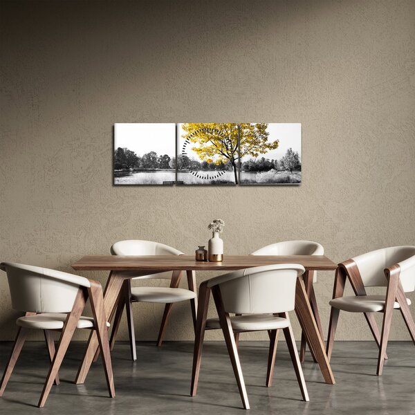 Obraz - Odpoczynek w parku (z zegarem) (90x30 cm)