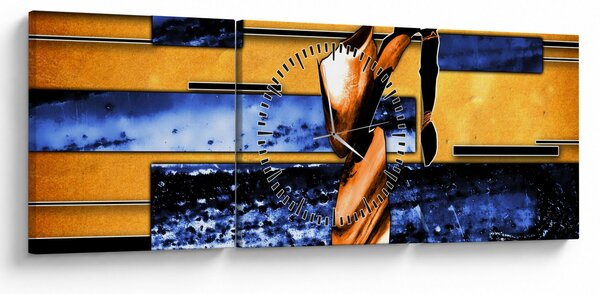Obraz obrazu abstrakcyjnego (z zegarem) (90x30 cm)