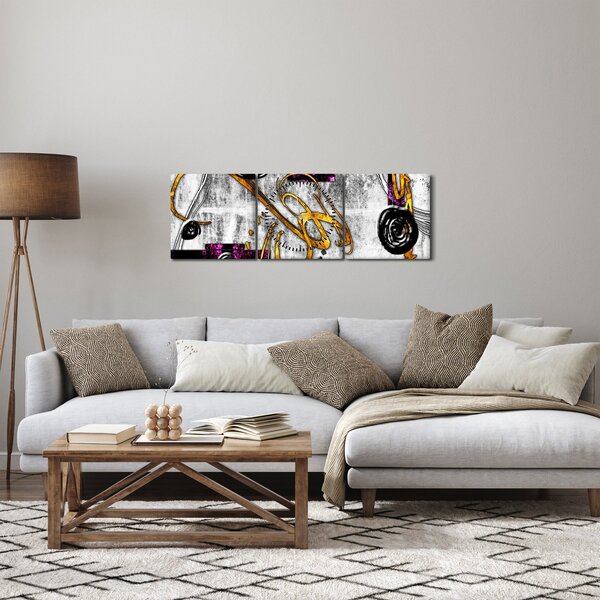 Obraz abstrakcji (z zegarem) (90x30 cm)
