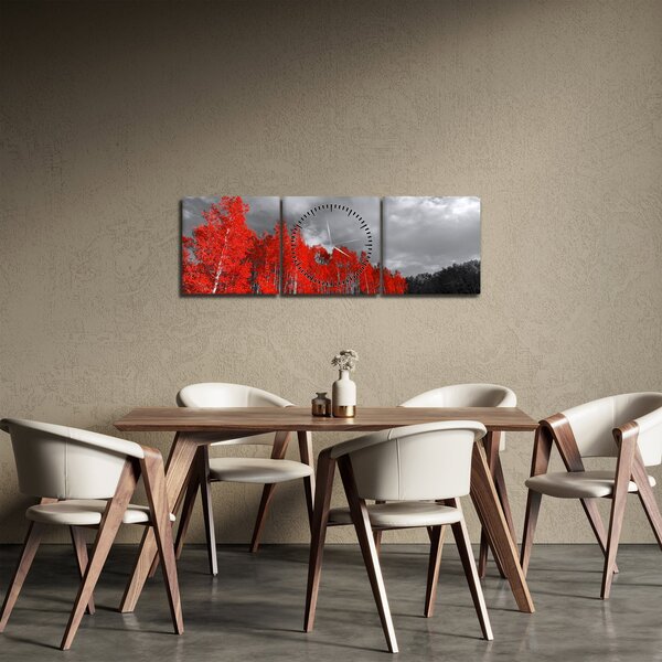Obraz - Drzewa w kolorze jesieni (z zegarem) (90x30 cm)