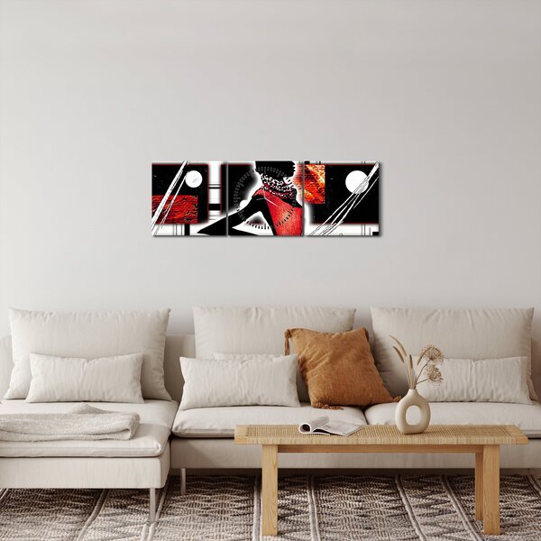 Obraz obrazu starożytnej damy (z zegarem) (90x30 cm)