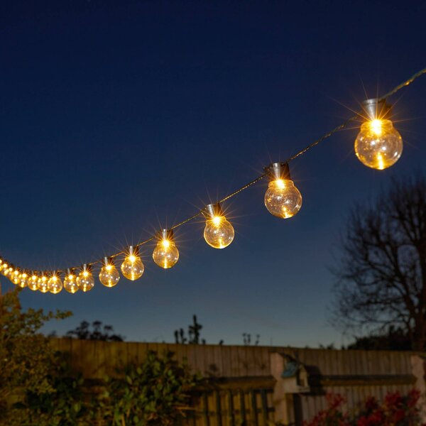 SMART GARDEN Łańcuch świetlny LED zasilany energią słoneczną GloBulb, 20 żarówek, IP44 GloBulb, przezroczysty / transparentny, tworzywo sztuczne