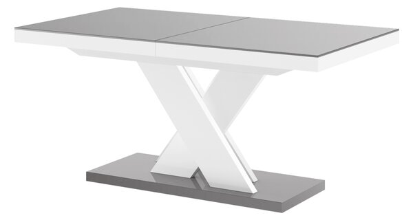 Nowoczesny stół z rozkładanym blatem z szarym blatem na białej nodze Xenon Lux połysk