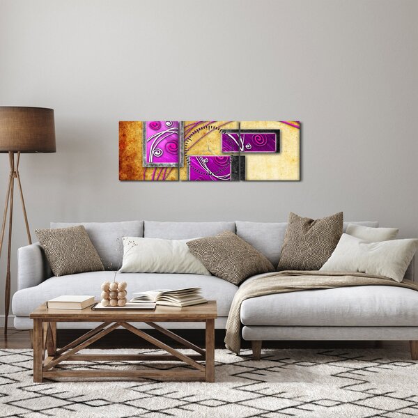 Obraz abstrakcji (z zegarem) (90x30 cm)