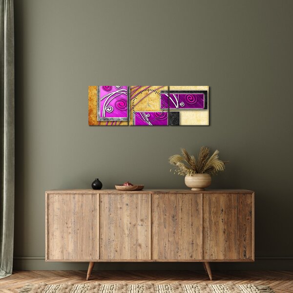 Obraz abstrakcji (z zegarem) (90x30 cm)