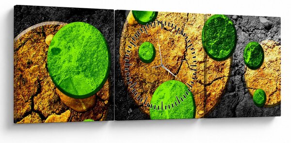 Obraz abstrakcji - Kule (z zegarem) (90x30 cm)