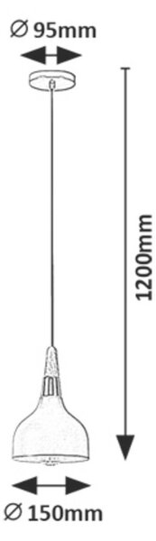 Rabalux 72135 nowoczesny żyrandol wiszący Drusilla, szary, E27, 1x max. 40 W