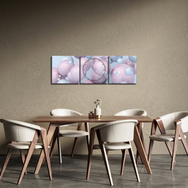 Malarstwo abstrakcyjne - Pastelowe kule (z zegarem) (90x30 cm)