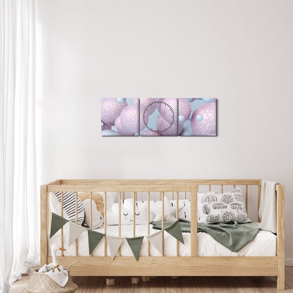 Malarstwo abstrakcyjne - Pastelowe kule (z zegarem) (90x30 cm)