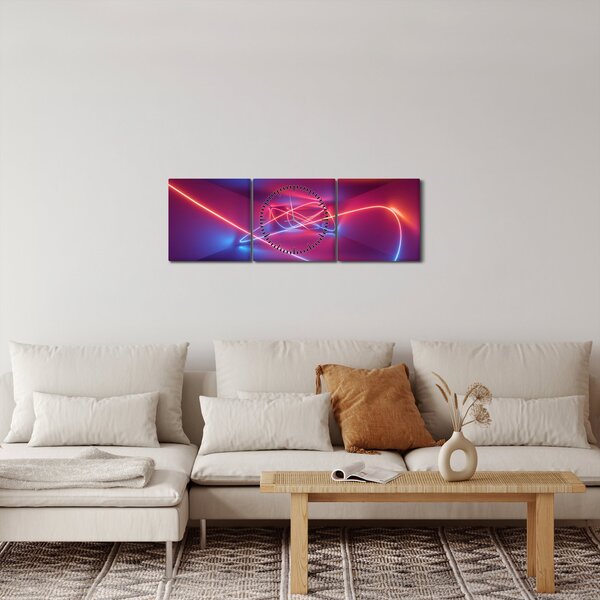 Obraz nowoczesnej abstrakcji (z zegarem) (90x30 cm)