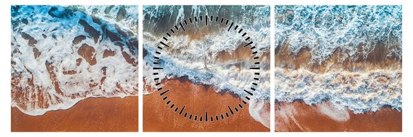 Obraz plaży morskiej (z zegarem) (90x30 cm)