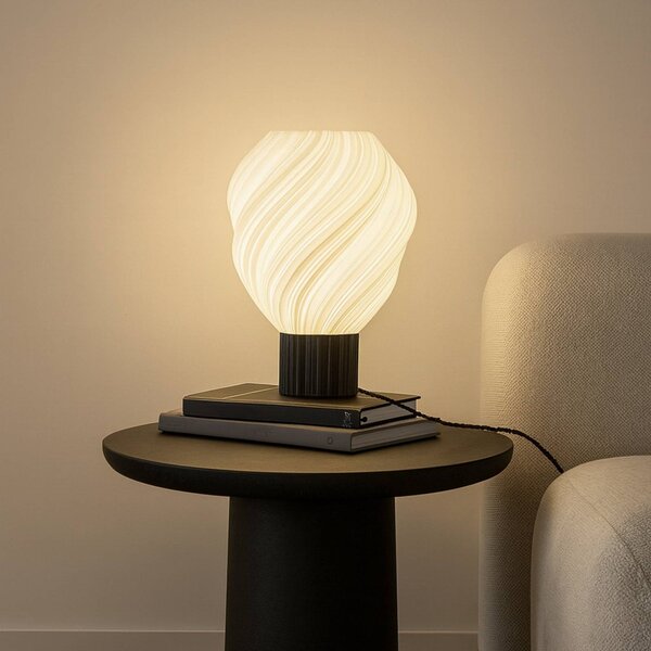 Lampa stołowa Lindby Nuvia, wysokość 39,1 cm, biała, druk 3D Nuvia, biały / opal, salon / jadalnia, nowoczesny