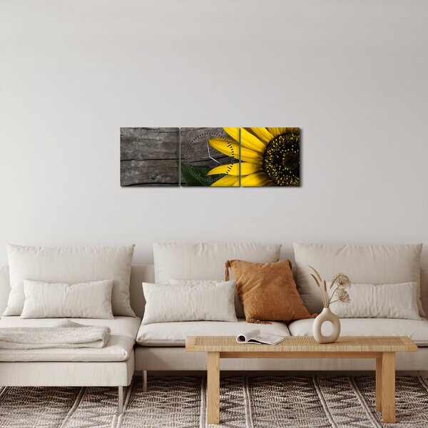 Obraz - Kwiat słonecznika (z zegarem) (90x30 cm)