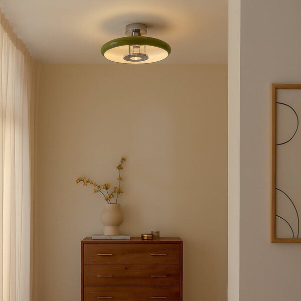 Lampa sufitowa Branford Lindby, możliwość ściemniania, zielony, salon / jadalnia, metal, vintage