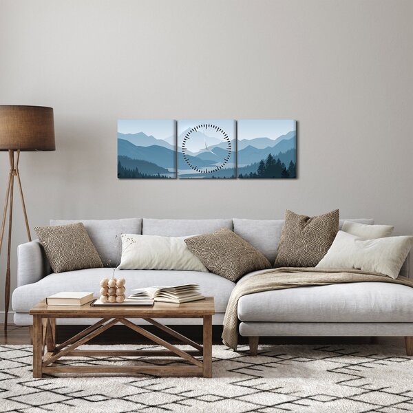Obraz - Góry oczami grafika (z zegarem) (90x30 cm)