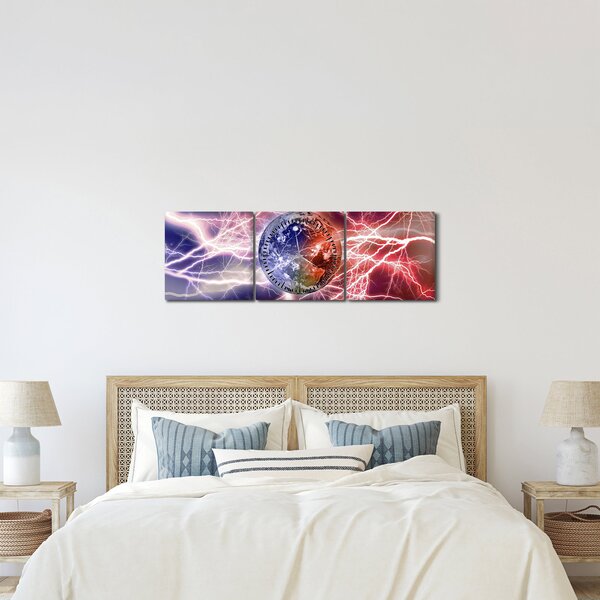 Obraz - Kula ziemska pod prądem (z zegarem) (90x30 cm)