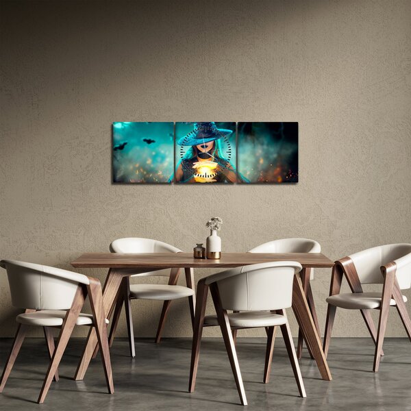 Obraz czarownicy (z zegarem) (90x30 cm)