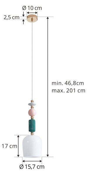 Lampa wisząca szklana Ysoria Lindby, możliwość ściemniania, multikolor, salon / jadalnia, ceramika, design