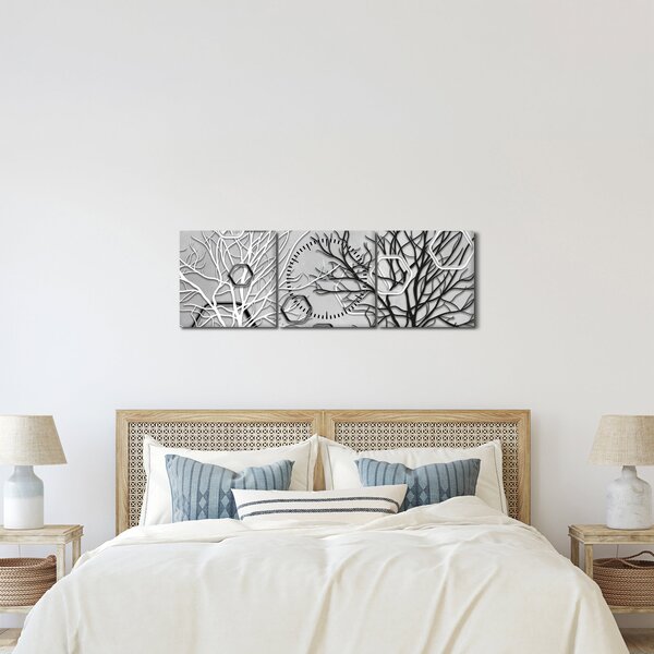 Abstrakcyjny obraz z drzewami (z zegarem) (90x30 cm)