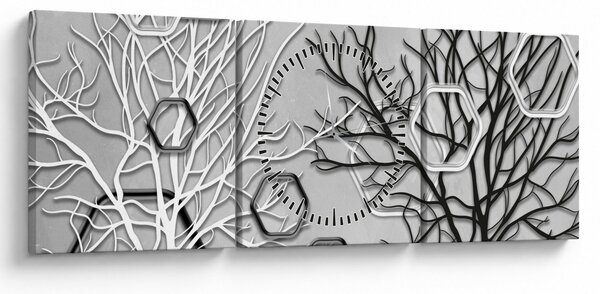 Abstrakcyjny obraz z drzewami (z zegarem) (90x30 cm)