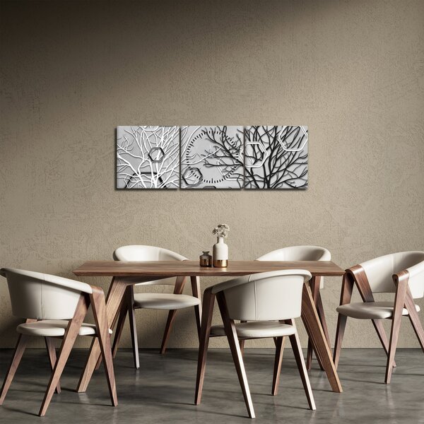 Abstrakcyjny obraz z drzewami (z zegarem) (90x30 cm)