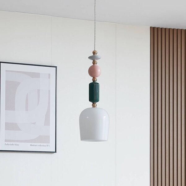 Lampa wisząca szklana Ysoria Lindby, możliwość ściemniania, multikolor, salon / jadalnia, ceramika, design