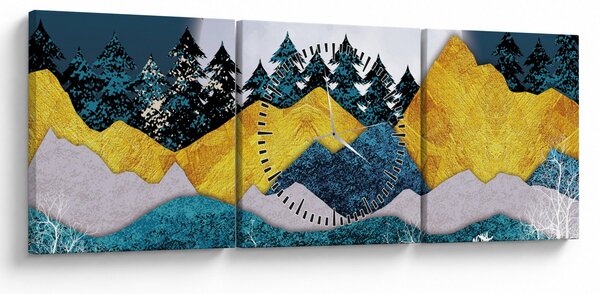 Obraz - Krajobraz polarny (z zegarem) (90x30 cm)