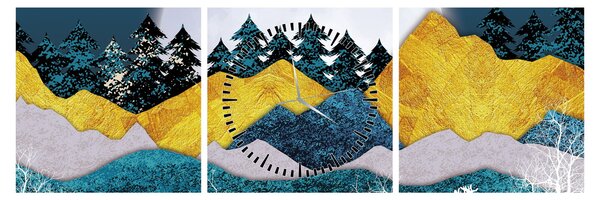 Obraz - Krajobraz polarny (z zegarem) (90x30 cm)