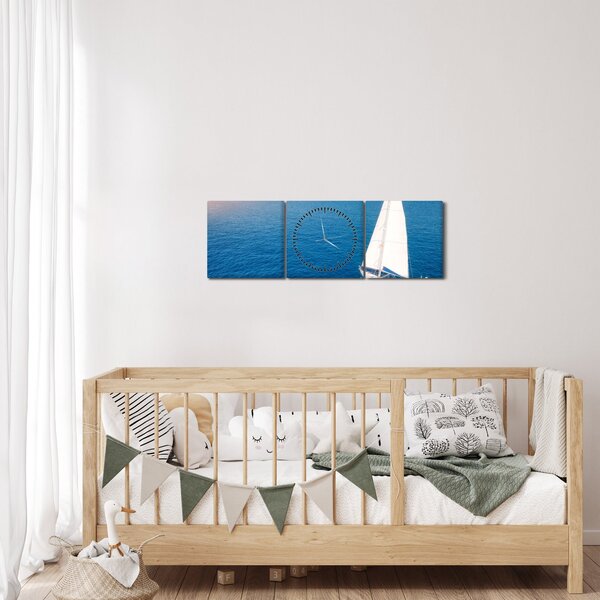 Obraz - Przejażdżka łodzią (z zegarem) (90x30 cm)