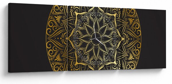 Obraz złotej abstrakcji (z zegarem) (90x30 cm)