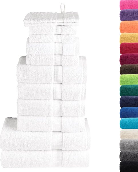 12-częściowy zestaw ręczników premium SOLUND, biały, 600 g/cm²