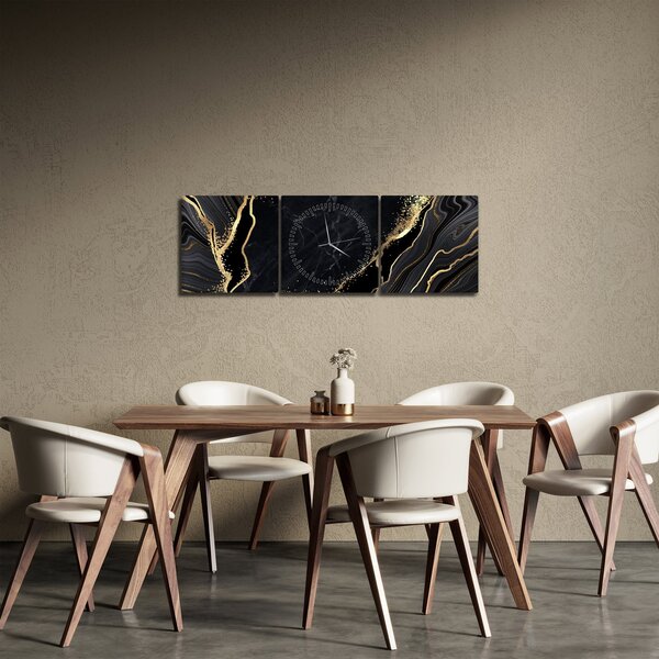 Obraz złotej abstrakcji (z zegarem) (90x30 cm)