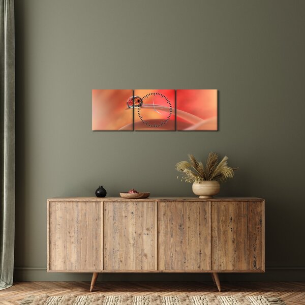 Obraz kwiecistej kropli rosy (z zegarem) (90x30 cm)