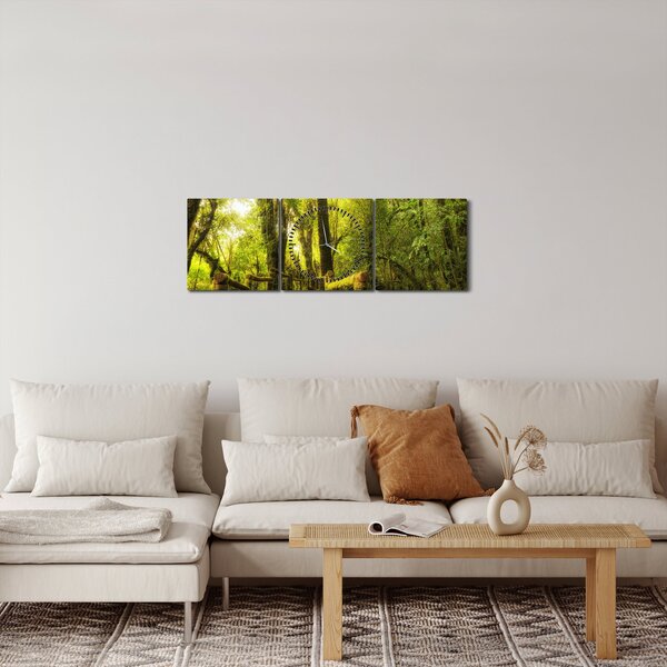 Obraz omszałej dżungli (z zegarem) (90x30 cm)