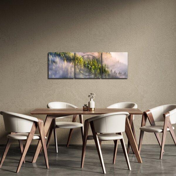 Obraz górskiego krajobrazu (z zegarem) (90x30 cm)