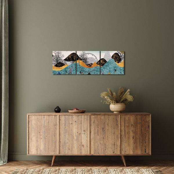 Obraz graficzny z jeleniem (z zegarem) (90x30 cm)
